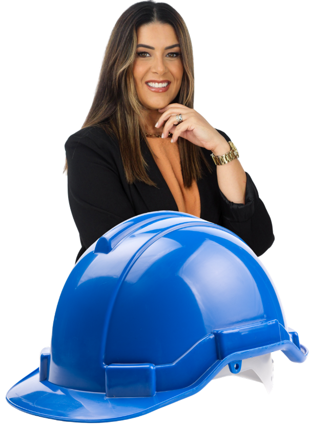 Michelle Gomes com capacete de obra